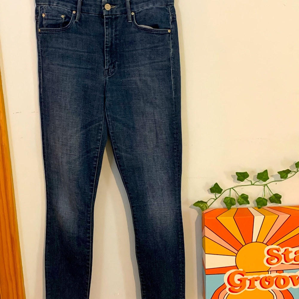 blue cropped MOTHER jeans